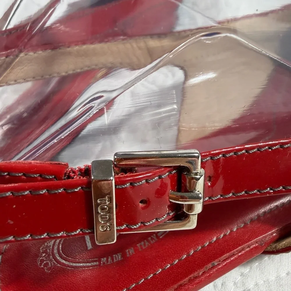 Tods Red‎ Patent Leather Slingback Loafer Flats Women 7.5 (EU 38) Italy Designer